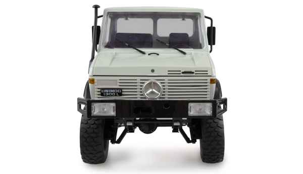Frontansicht des Amewi Mercedes-Benz Unimog Basic 4WD RTR in Hellgrau