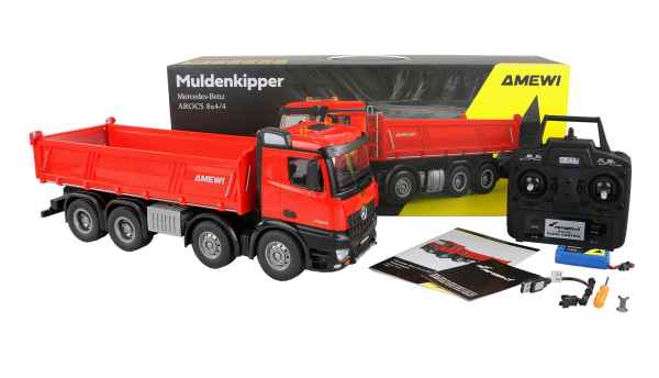 Amewi RC truck Mercedes-Benz Arocs Tipper Truck 1:18 RTR red