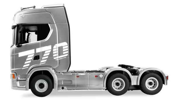 Radio-controlled Amewi Scania 770 S RC truck in silver, 1:18 scale