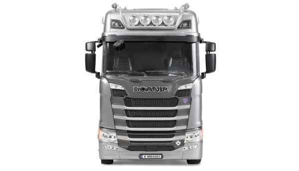 Detailed view of the silver Amewi Scania 770 S RC tractor unit
