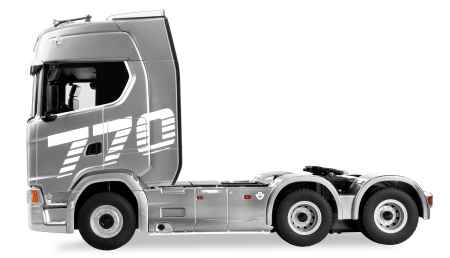 Radio-controlled Amewi Scania 770 S RC truck in silver, 1:18 scale